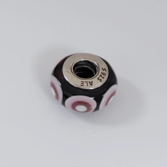 Pandora Purple Spots Stepping Stone Charm Murano Glass Charm Bead with box - Picture 3 of 4